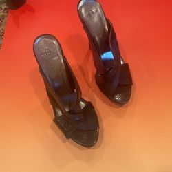  Hazel Sandal, Black Faux Leather