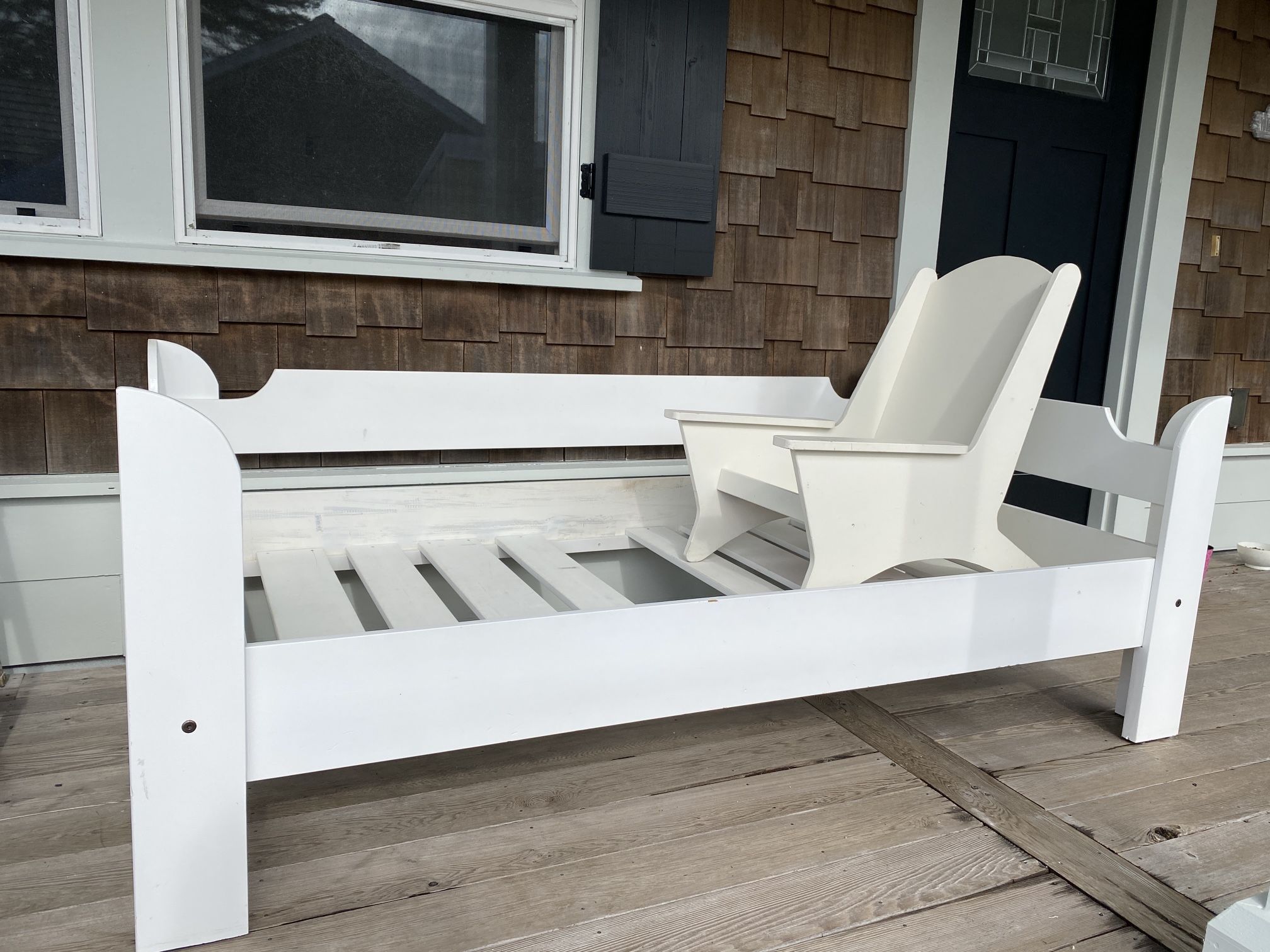 FREE Solid Wood Twin Bed Frame + Chair White