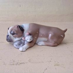 LLadro Bulldog & Kitten. In Excellent Condition.
