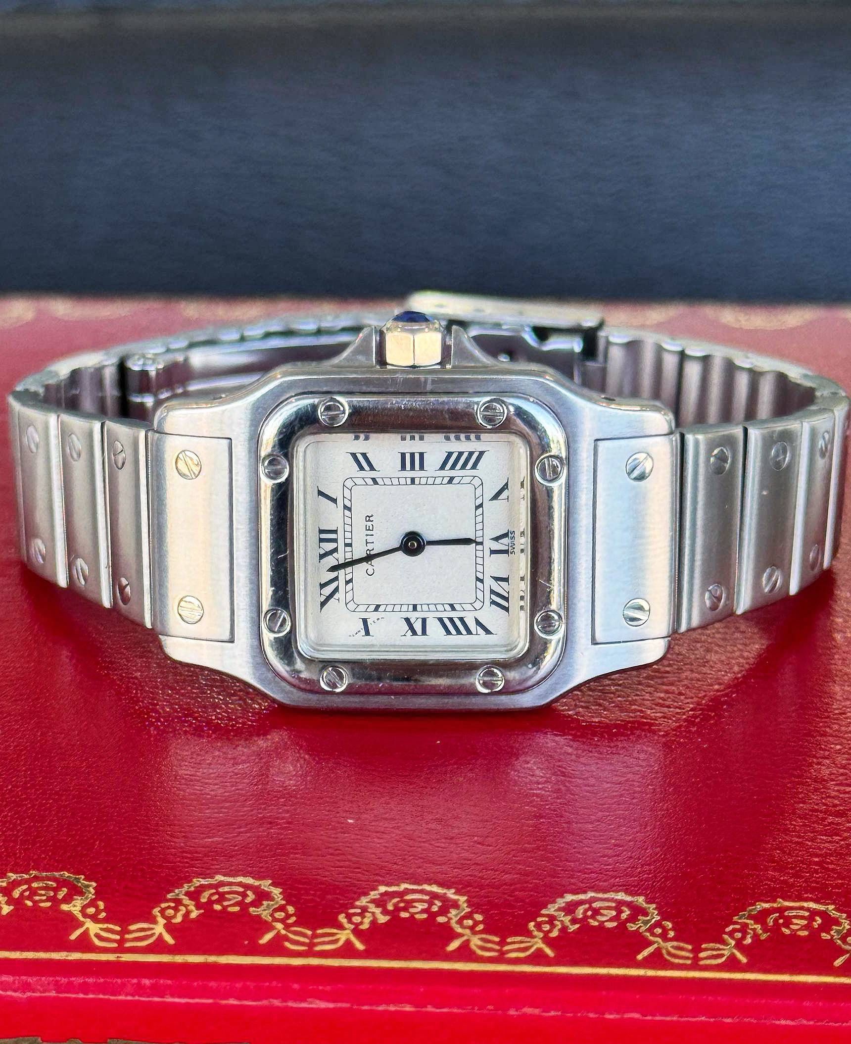 Cartier Santos De Cartier 24mm Silver Roman Dial, Quartz 9057930 Box Papers Accessories Full Set