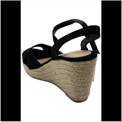 TF Star Women's Jute Rope Wedge Sandals Black Size 9