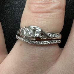 White Gold Wedding and Engagement Band - Size 8.5