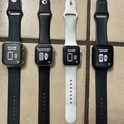 FIRM PRICE - 4 Apple Watches, 3 Brand New USB C Fast Chargers/One USB 3.0 Charger, 8 Cases/Screen Protectors, Extra Band