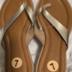 Italian Maker Flip Flop Sandals (Gold) New