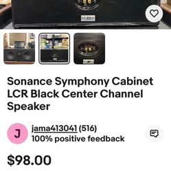 Sonance Symphony Cabinet LCR Black Center Channel Speaker