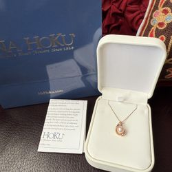 Na Hoku Rose Gold Pearl Pendant Necklace pre used