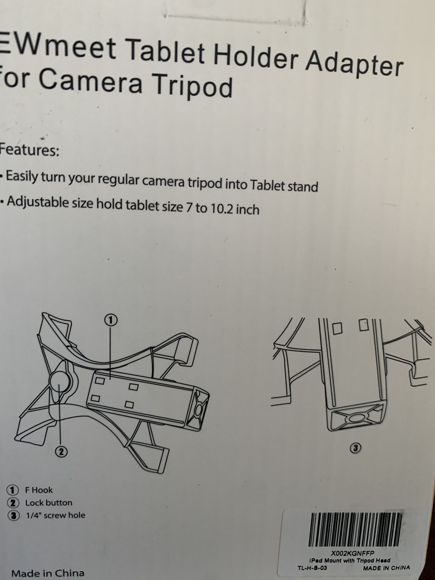 iPad Tripod Mount Adapter with 360 Degree Rotatable Ball Head for iPad, iPad Air, iPad Mini, Kindle Fire, Samsung Galaxy Tab, Microsoft Surface, Univ