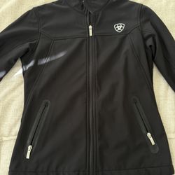 Ariat black softshell jacket with USA and Mexico flag size small woman. Never used. western #cowboy