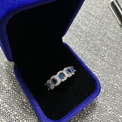 Half Eternity Blue Ring