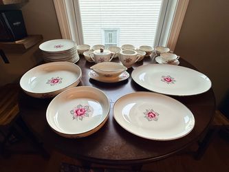 8-person Dinner Set(52+ pieces). Parisienne by Royal Jackson - Normandy Rose Design