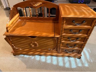 Solid oak vintage gossip bench