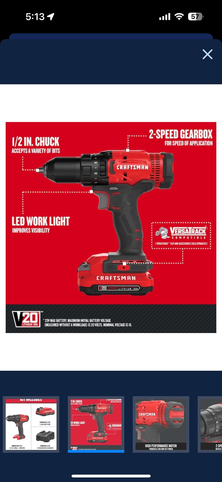 V20-volt Max 1/2-in Cordless Drill 