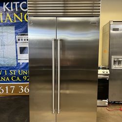 SUB ZERO 42”WIDE BUILT IN STAINLESS STEEL SIDE BY SIDE REFRIGERATOR 