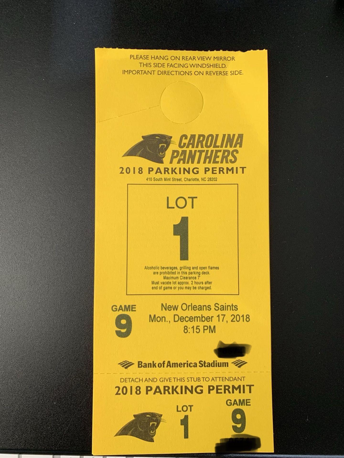 Lot 1 Parking Pass