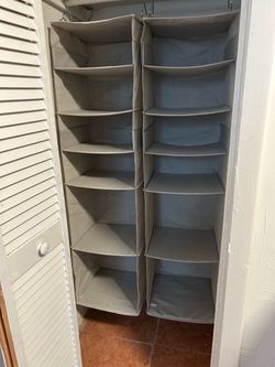 Gray Hanging Closet Organizer Shelves