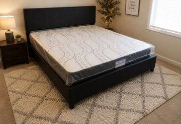 Queen size bed frame + a mattress (available for same day pick up/ delivery)
