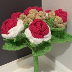 Handmade Crochet Rose Bouquet