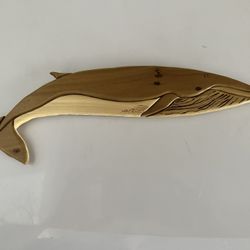 Handmade Intarsia Whale Wall Decor