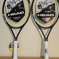 Head Speed 25 Jr Tennis Racquets Strung (2 new) and Athletic Duffell Bag