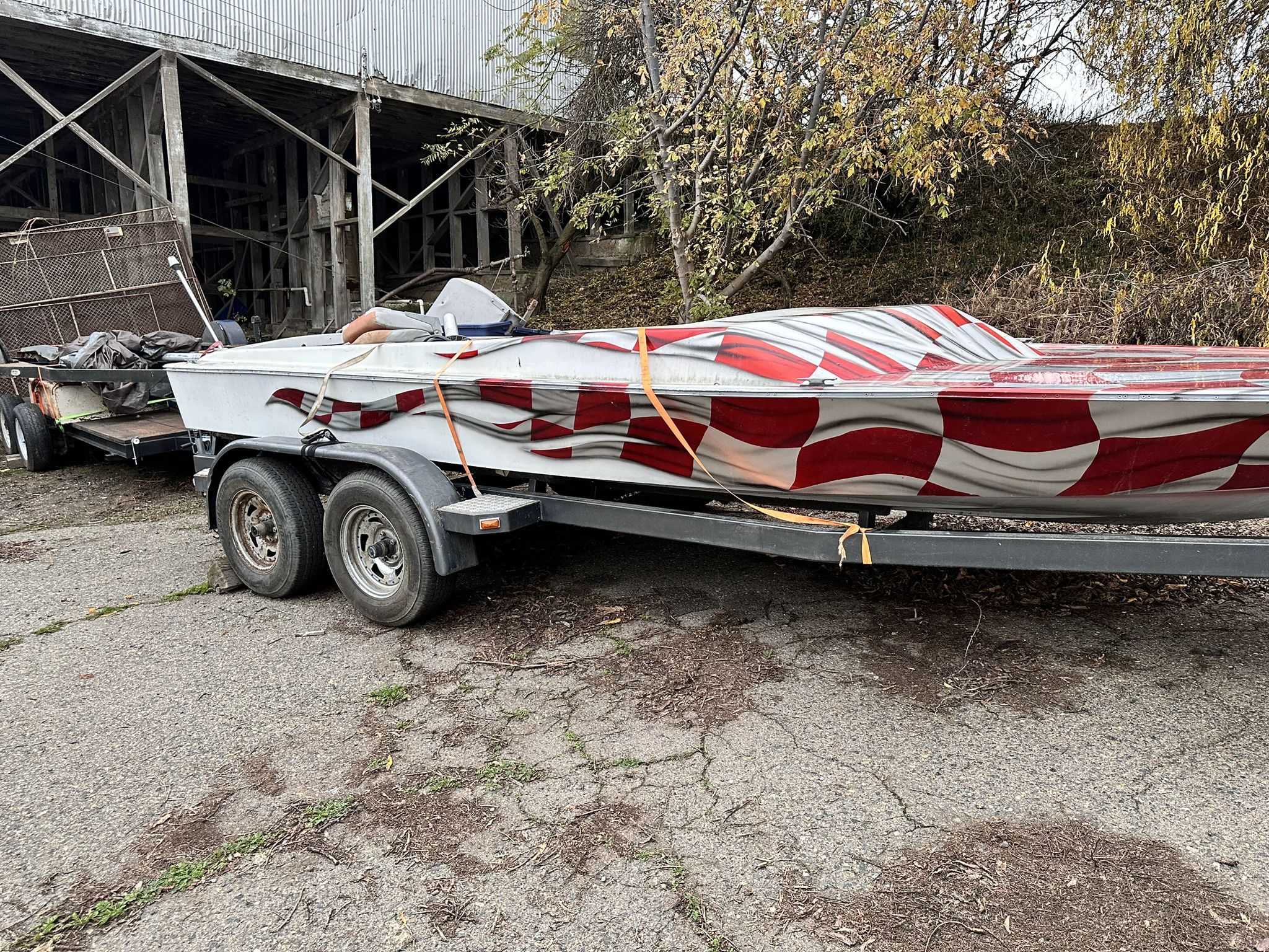 Double Axle Tandem Boat Trailer With Jet Boat 