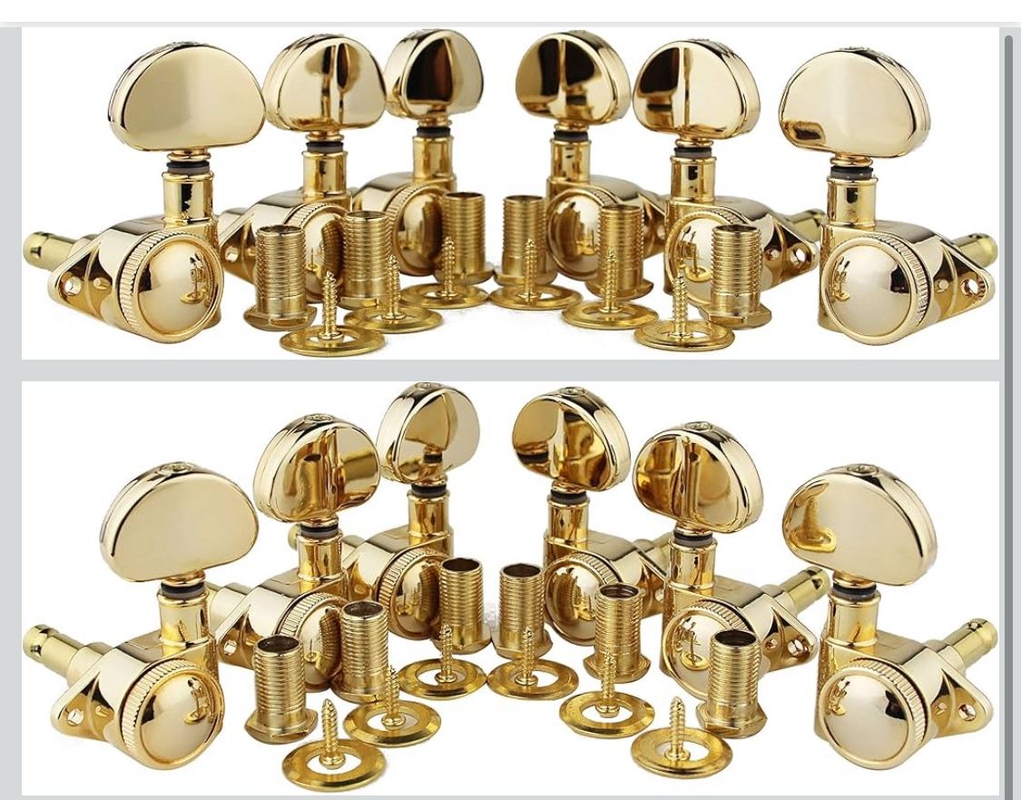 Guitar Locking Tuners (3L + 3R) - 1:21 High End Roto-Grip Rotomatic Lock String Tuning Key Pegs Machine Head with Big Handle Replacement for Electric,