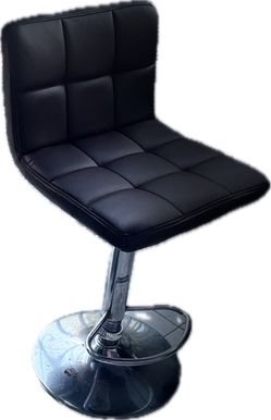 Black Faux Leather Adjustable Bar Stool