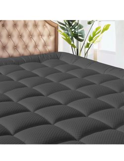 King Size Mattress Pad - Cooling Breathable Mattress Topper, Quilted Fitted Mattress Protector, Pillow Top Mattress Cover with 8-21" Deep Pocket, Mach