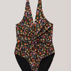 Ganni Floral Multi Color Halter neck Bodysuit Top/size 