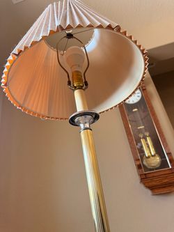 Brass Floor Lamp with Pleated Shade