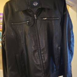 Dockers Mens Leather Biker Jacket
