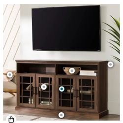 Tv Stand. Console. Walker Edison Classic Glass Door Universal TV Stand 