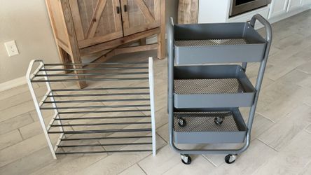 Rolling Bathroom Utility Cart And Shoe Rack