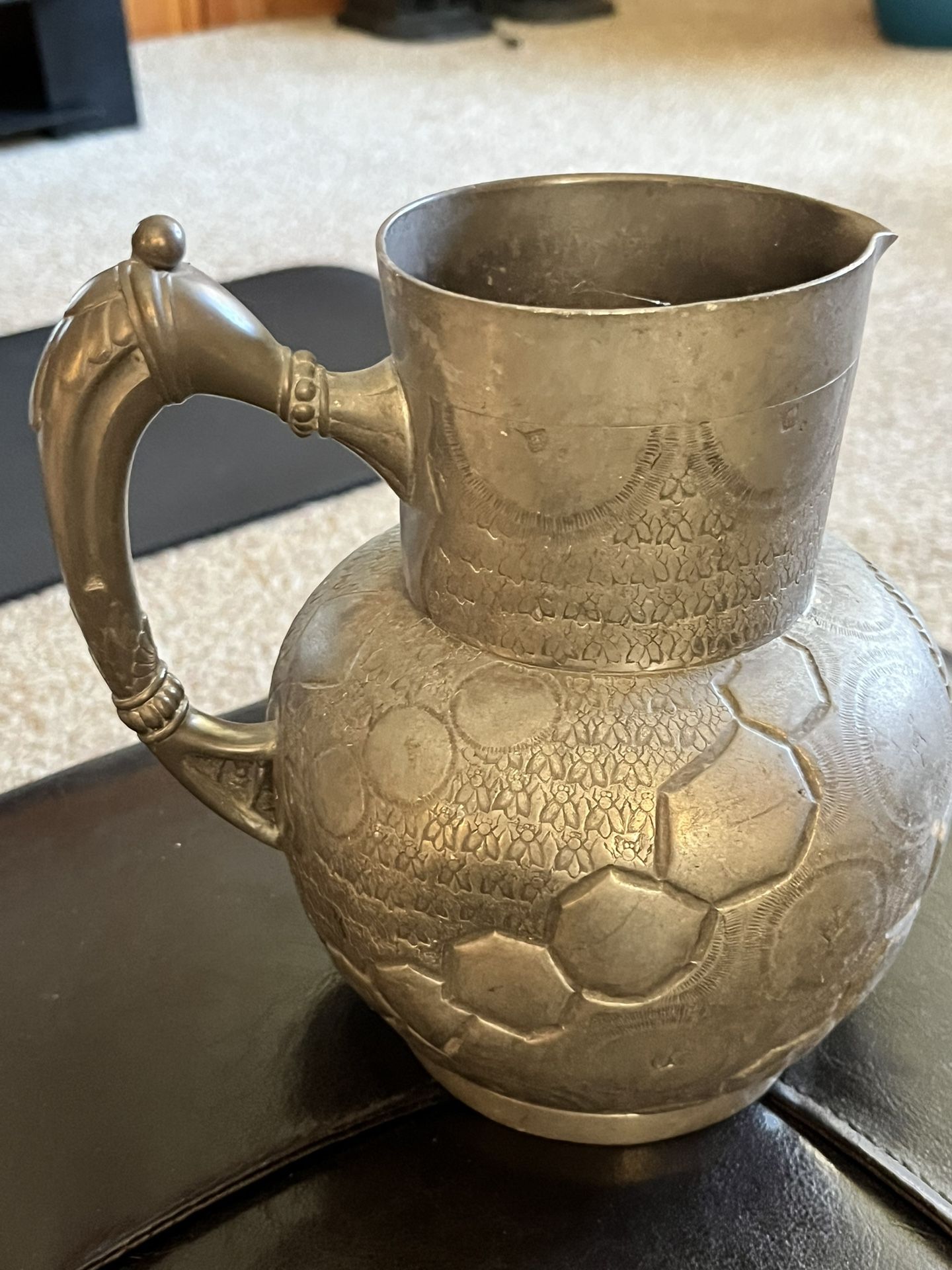 Antique Water Milk Creamer Pitcher Hard White Metal Company