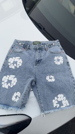 Denim tear shorts L
