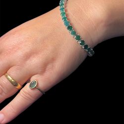 Certified Natural Emerald Tennis Bracelet 925 Sterling Silver 7.1” 13.415 Gram