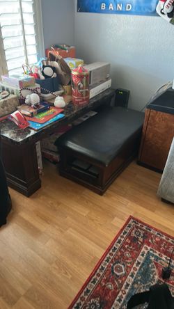 Center table with a bench seat