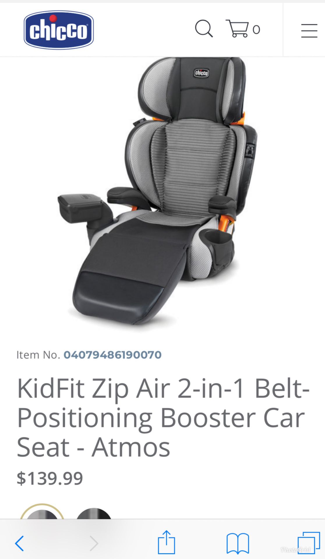 Chicco KidFit Zip Air 2-in-1 Belt positioning Booster Car seat