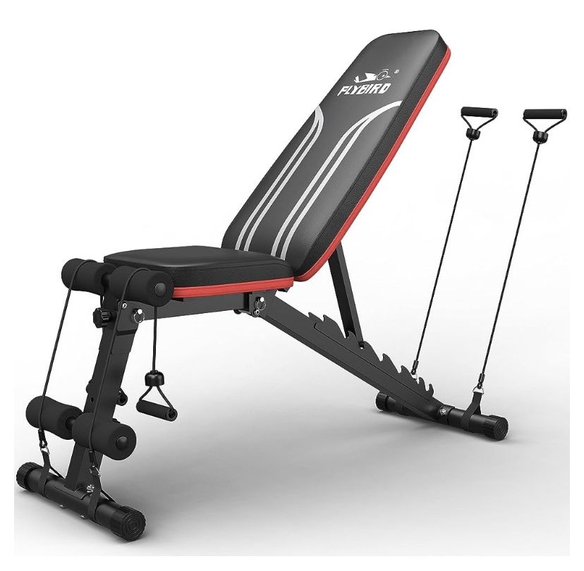 FLYBIRD Adjustable 15 Degree Decline Sit Up Sturdy Workout Bench