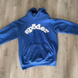 Sp5der Rhinestone Hoodie Dark Blue