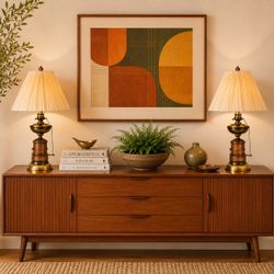2 Vintage Large Table Lamps | Mid Century Style