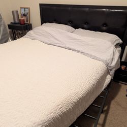 Queen Bedframe + Hybrid Mattress (Pet-free Room / Great Condition) 