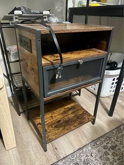 Bedside Table Nightstand with Charging Station
