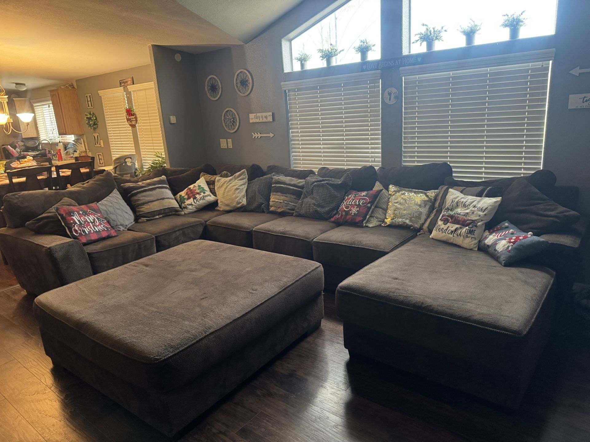 Three Piece Sectional Sofa With Ottoman