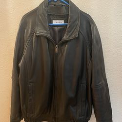Calvin Klein Mens Leather Jacket - Large