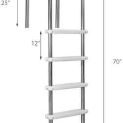 75168 XtremepowerUS 5-Step Swimming Pool Ladder, Non-Slip Steps Ladder for In-Ground Stainless Steel