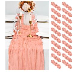 20 Pack Coral Table Runner 10Ft Cheesecloth Table Runner Boho Gauze Table Runners Romantic Long Sheer Fabric Cheese Cloth Table Runners for Wedding Pa