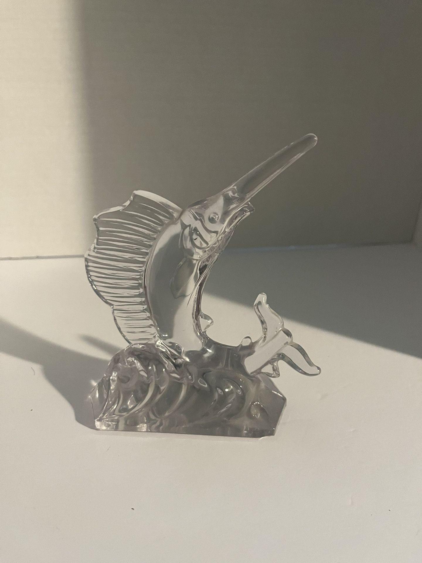 Beautiful Duncan & Miller Crystal Swordfish Figurine, Rare  c. 1940's