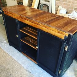 Special Walnut Stain Top Farmhouse Tv Console 