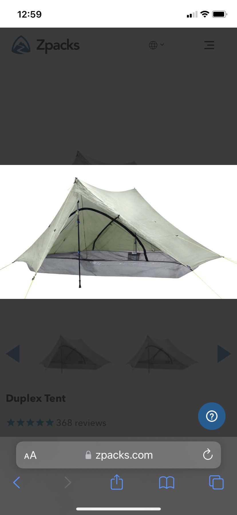 ZPacks Duplex Ultra Light Tent