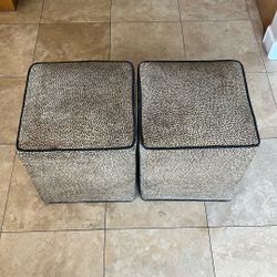 Two Animal Print Ottomans 